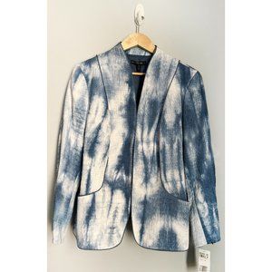 LAFAYETTE 148 sz 14 blue white tie dye round collar blazer jacket